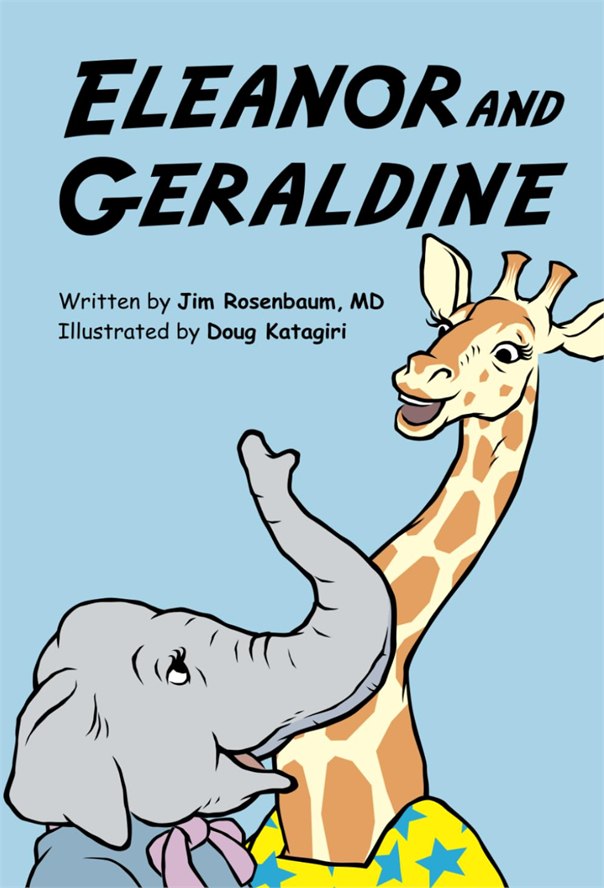 English edition cover of Eleanor and Geraldine, showing an elephant and a giraffe